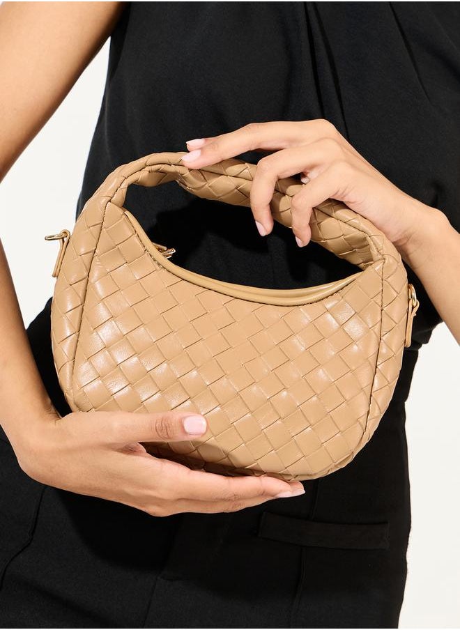 Braided Design Handbag with Adjustable Strap