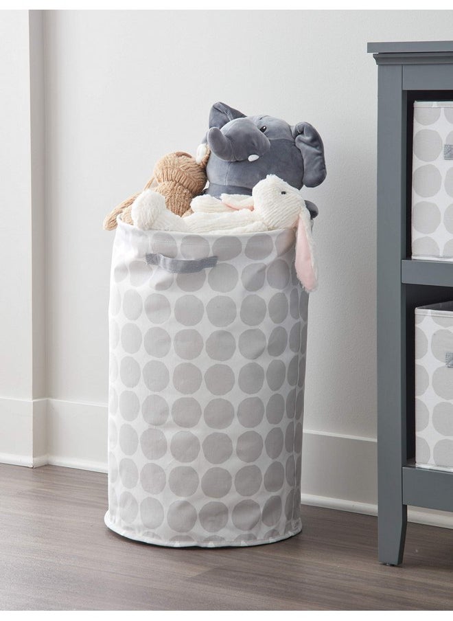 iDesign Dot Fabric Round Storage Bin, Basket Container Mini Hamper with Dual Side Handles for Closet, Bedroom, Laundry, Clothing, Toys, Nursery - Gray