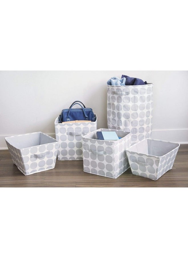 iDesign Dot Fabric Round Storage Bin, Basket Container Mini Hamper with Dual Side Handles for Closet, Bedroom, Laundry, Clothing, Toys, Nursery - Gray