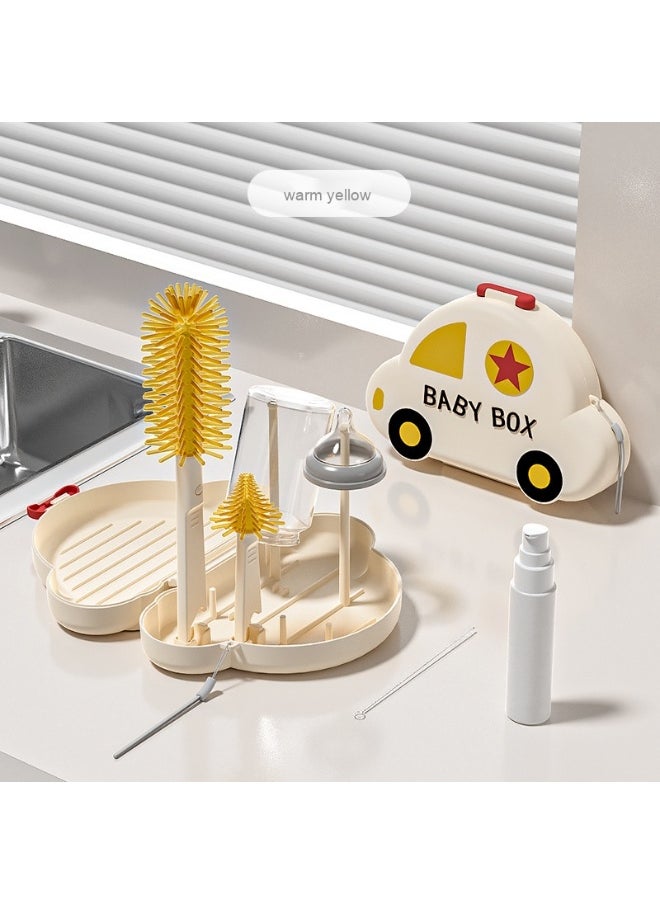Bottle Brush Set Baby Bottle Cleaner Kit With Silicone Brush Nipple Brush Straw Brush Soap Dispenser Cleaning Silicone Portable Bottle Brush Tool for Home and Travel