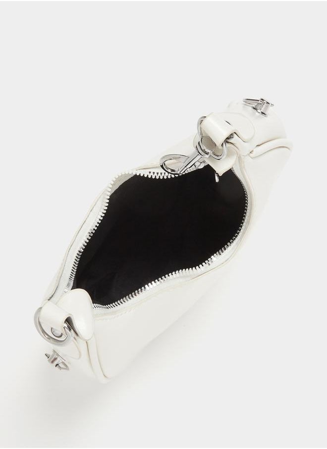 Solid Zipper Closure Handbag with Strap
