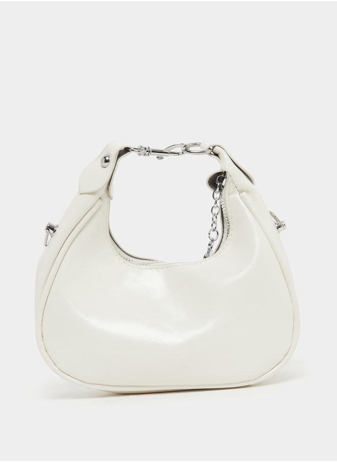 Solid Zipper Closure Handbag with Strap