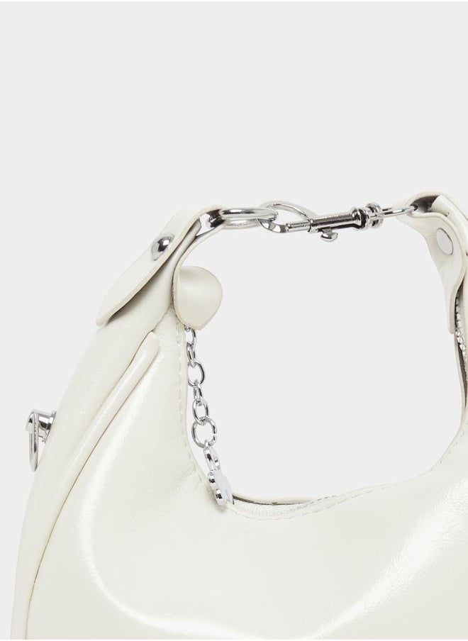 Solid Zipper Closure Handbag with Strap