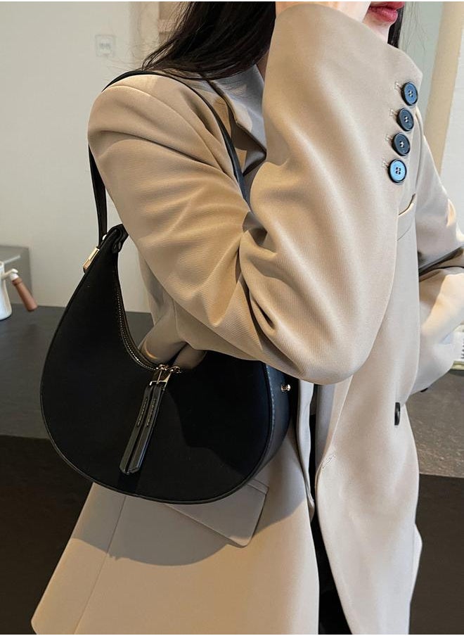 Solid Shoulder Bag with Zip Closure