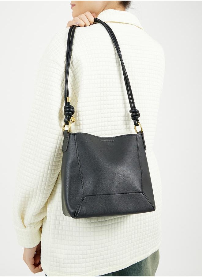 Solid Shoulder Bag with Adjustable Strap