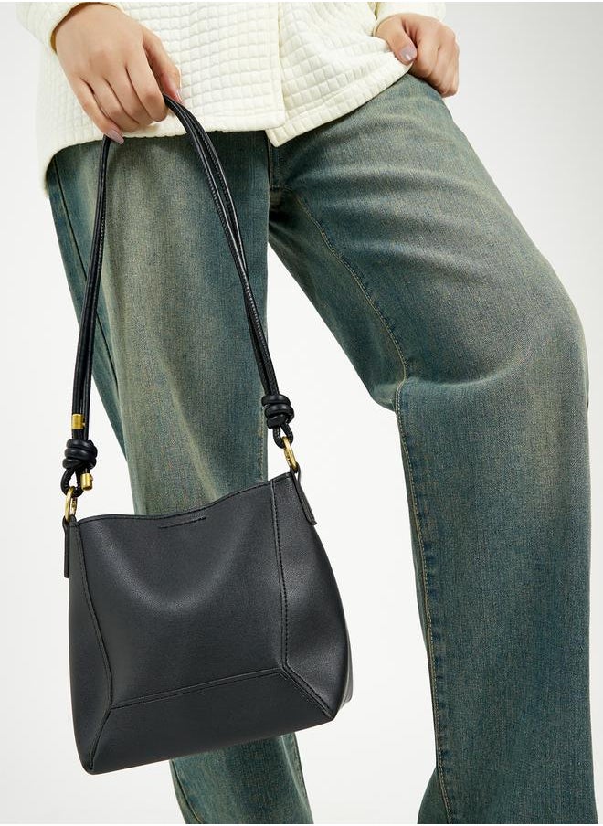 Solid Shoulder Bag with Adjustable Strap