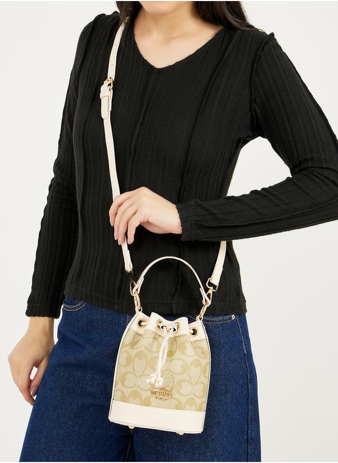 Printed Bucket Bag with Drawstring