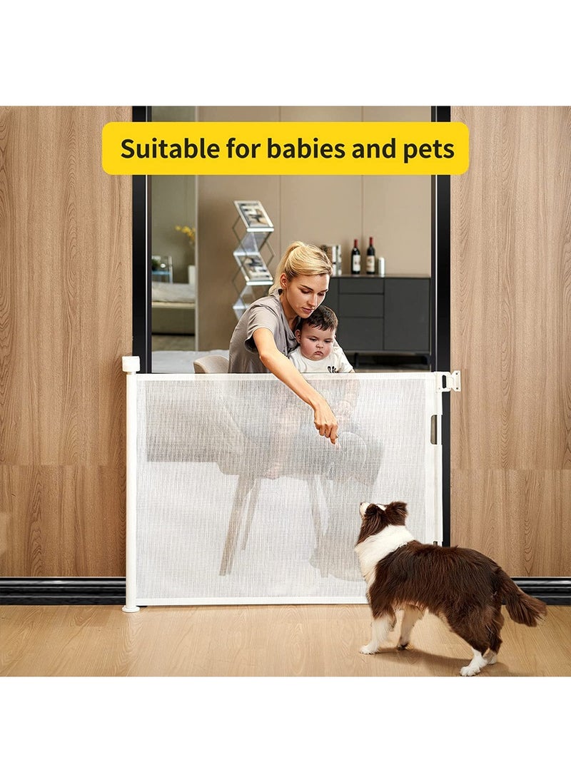 Retractable Baby Gate, Extra Wide Safety Mesh Baby and Pet Gate 86cm Tall, Extends up to 140cm Wide, Child Safety Baby Gates for Stairs Doorways Hallways, Dog Gate Cat Gate for Indoor and Outdoor