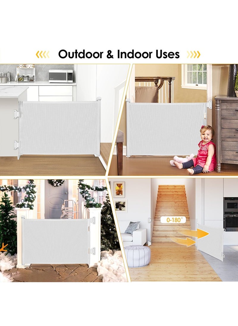 Retractable Baby Gate, Extra Wide Safety Mesh Baby and Pet Gate 86cm Tall, Extends up to 140cm Wide, Child Safety Baby Gates for Stairs Doorways Hallways, Dog Gate Cat Gate for Indoor and Outdoor