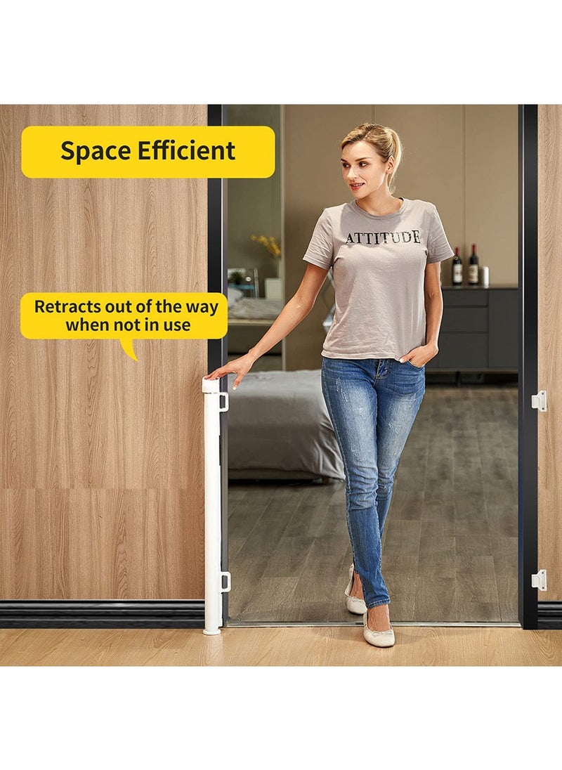Retractable Baby Gate, Extra Wide Safety Mesh Baby and Pet Gate 86cm Tall, Extends up to 140cm Wide, Child Safety Baby Gates for Stairs Doorways Hallways, Dog Gate Cat Gate for Indoor and Outdoor