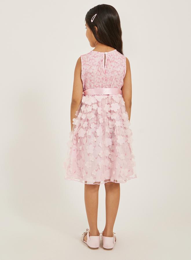 Embellished Flowers Applique Sleeveless Dress