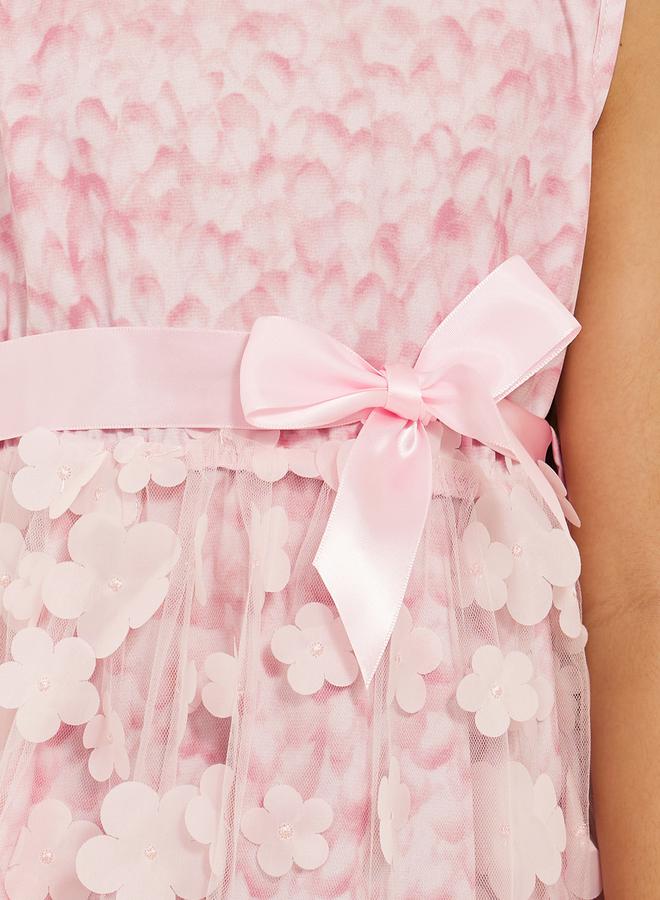 Embellished Flowers Applique Sleeveless Dress