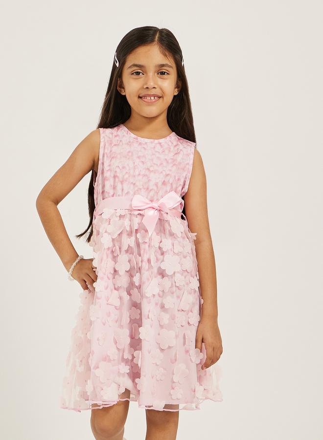 Embellished Flowers Applique Sleeveless Dress