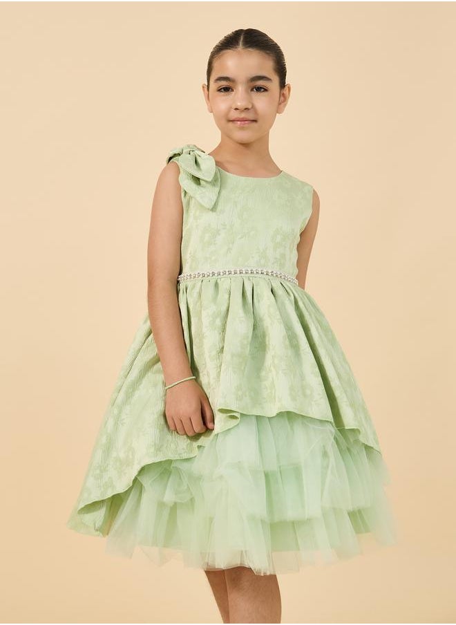 Mesh Hem Layered Sleeveless Dress