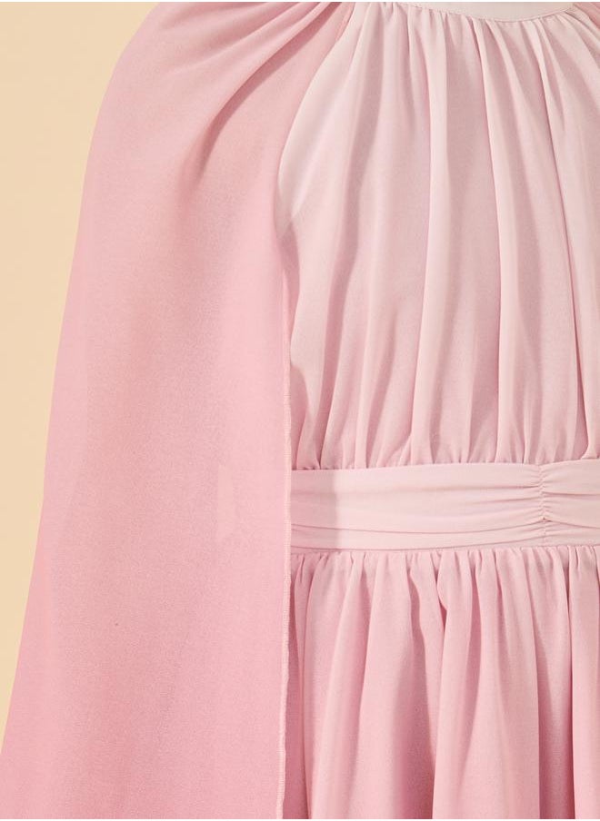 Ombre Cape Sleeves A-Line Dress