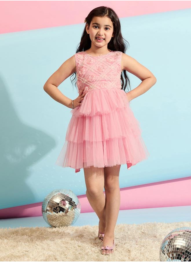 Embellished Sleeveless Layered Fit and Flare Dress by Styli