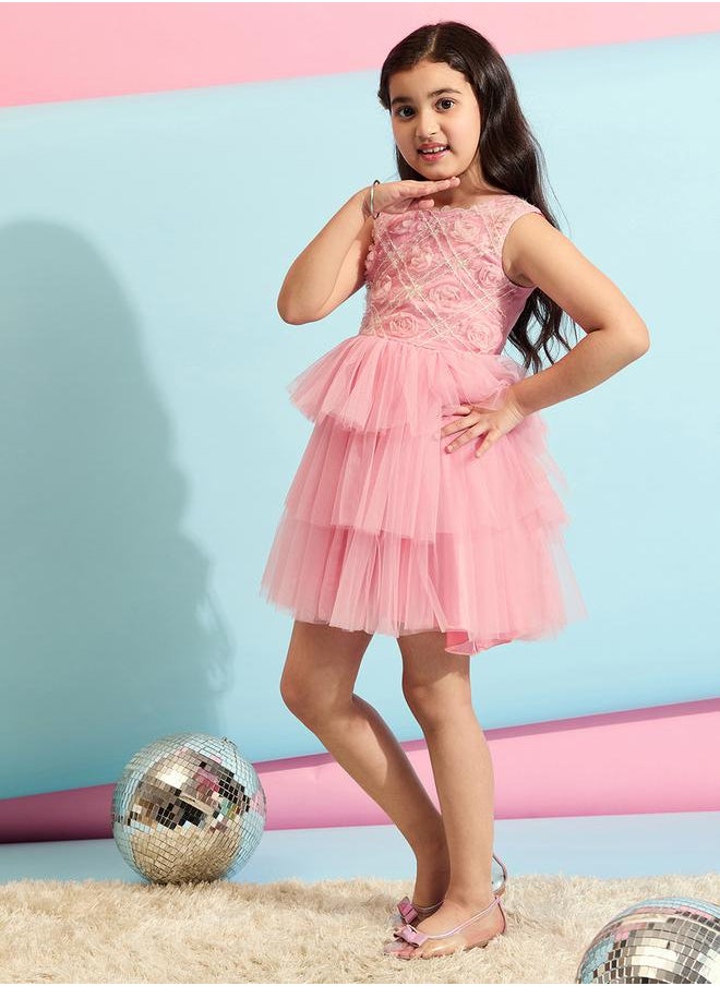 Embellished Sleeveless Layered Fit and Flare Dress by Styli
