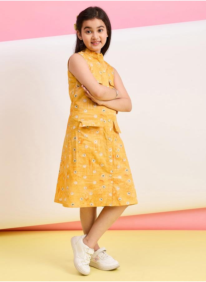 Floral Printed Collared Shirt Dress with Pockets by Styli
