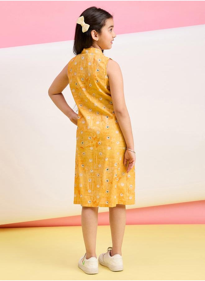 Floral Printed Collared Shirt Dress with Pockets by Styli