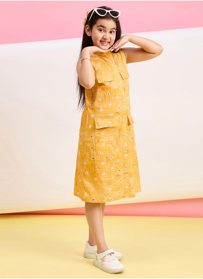 Floral Printed Collared Shirt Dress with Pockets by Styli