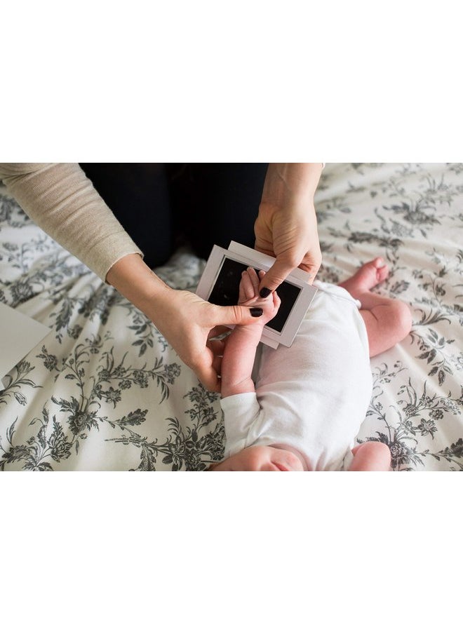 Pearhead Babyprints Newborn Handprint and Footprint Photo Frame Kit with Included Clean-Touch Ink Pad, Gender-Neutral Baby Keepsake, Baby Nursery Décor, White