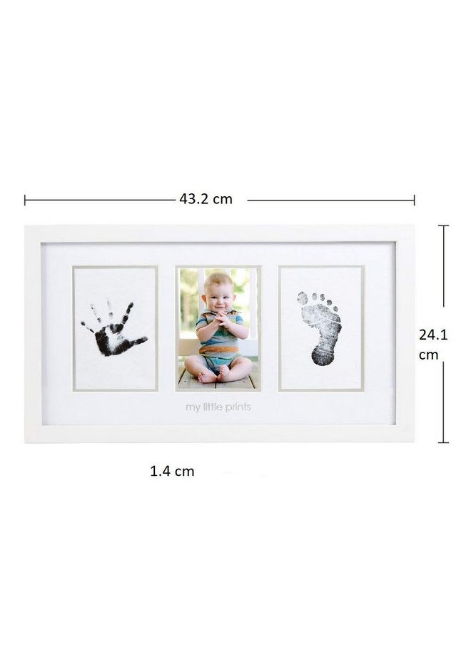 Pearhead Babyprints Newborn Handprint and Footprint Photo Frame Kit with Included Clean-Touch Ink Pad, Gender-Neutral Baby Keepsake, Baby Nursery Décor, White