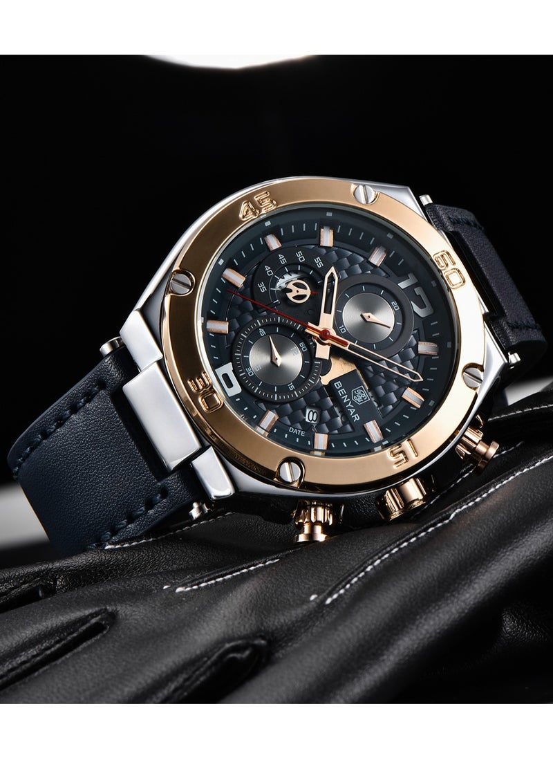 Quartz Men's Watches, Sports Chronograph, Waterproof, Belt, Fashionable And Versatile, 45MM Stainless Steel Frame, BY 5151