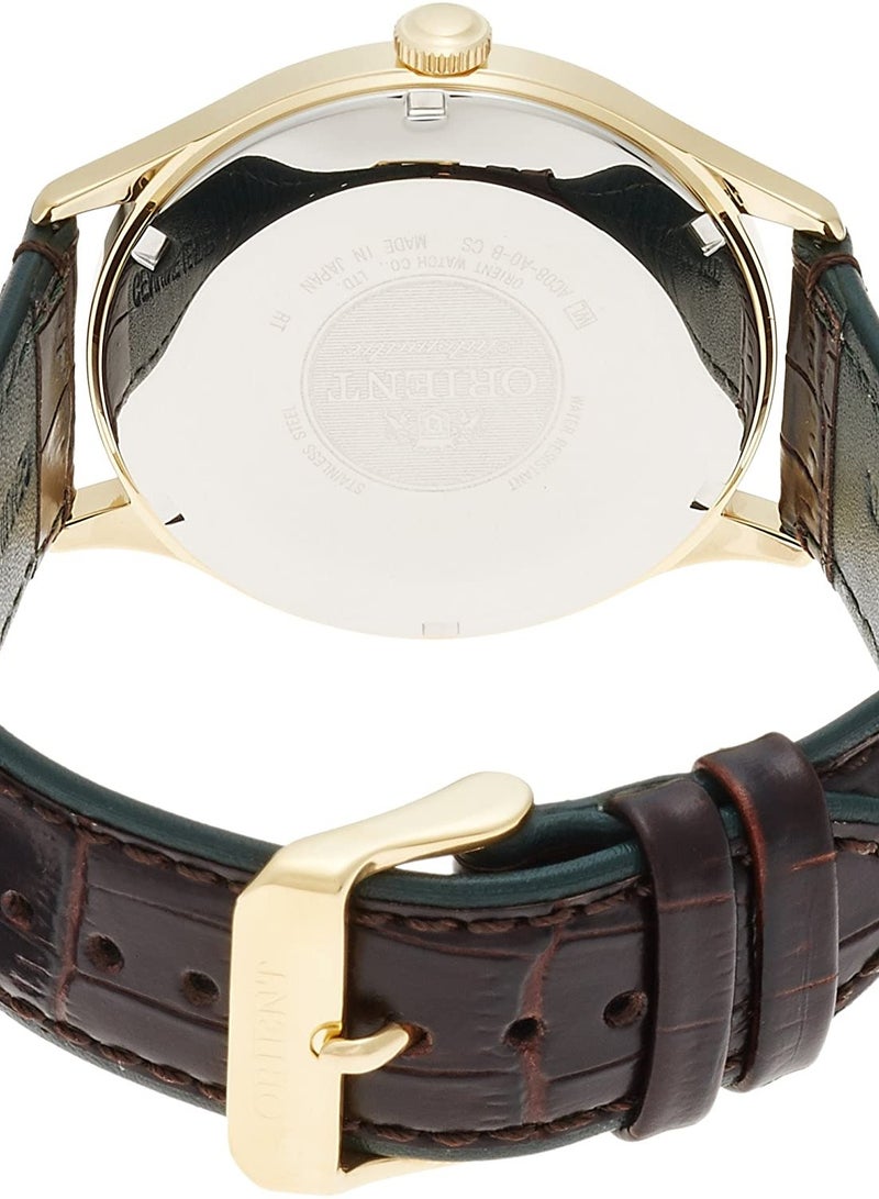 Men's Bambino Version IV Japanese Automatic Stainless Steel and Leather Dress Watch