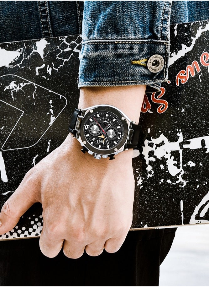 Quartz Men's Watches, Sports Chronograph, Waterproof, Belt, Fashionable And Versatile, 45MM Stainless Steel Frame, BY 5151