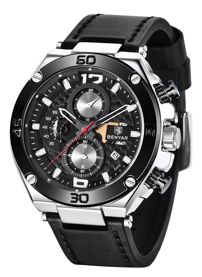 Quartz Men's Watches, Sports Chronograph, Waterproof, Belt, Fashionable And Versatile, 45MM Stainless Steel Frame, BY 5151