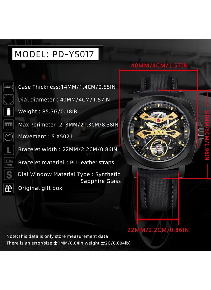 Automatic Mechanical Men's Watches, Hollow Dial Design, Luminous Hands, Waterproof, Nylon Strap, Fashionable And Versatile, PD-YS017