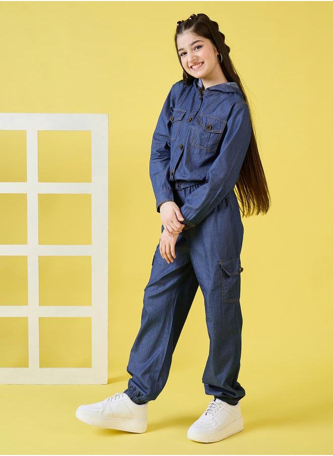 Solid Hooded Long Sleeve Top with Pants Set by Styli