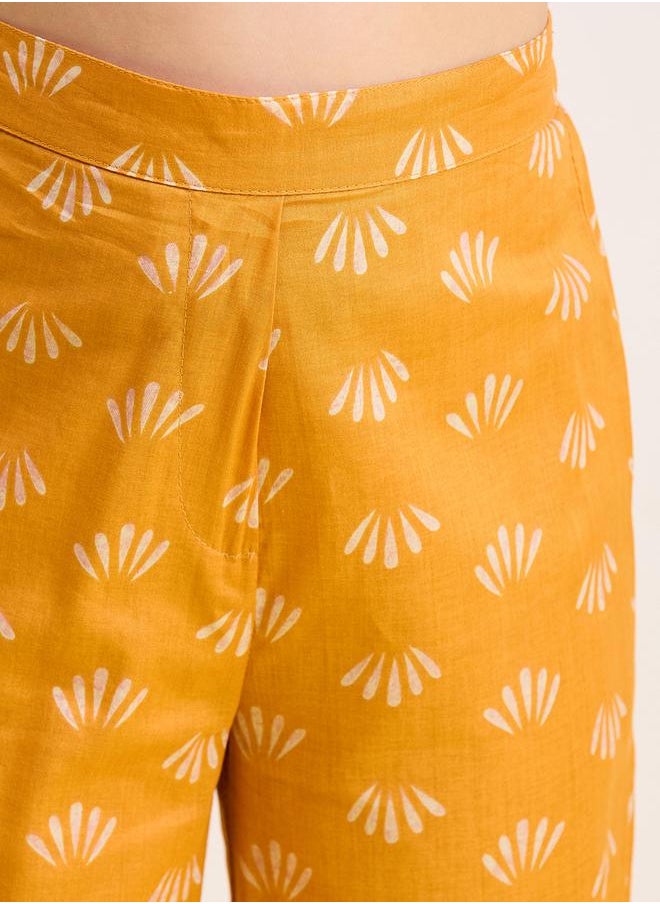 Mustard Cotton Shirt and Trousers Set for Girls by Styli