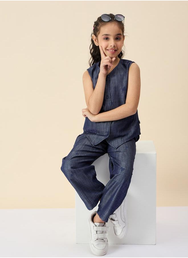 Embroidery V-Neck Sleeveless Top and Pants Set by Styli