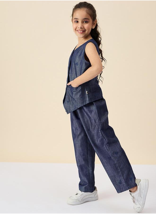 Embroidery V-Neck Sleeveless Top and Pants Set by Styli