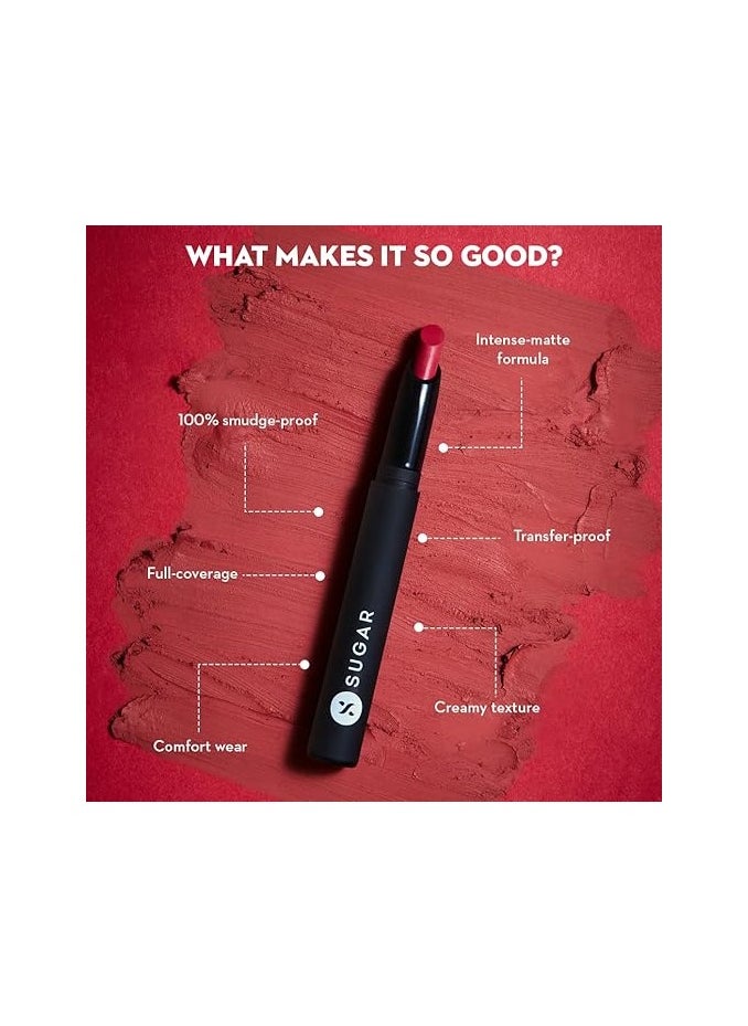 SUGAR Cosmetics Matte Attack Transferproof Lipstick - 02 Red Zeppelin (Chilli Red), Red, 2 g Moisturiser, Long Lasting, Matte Finish