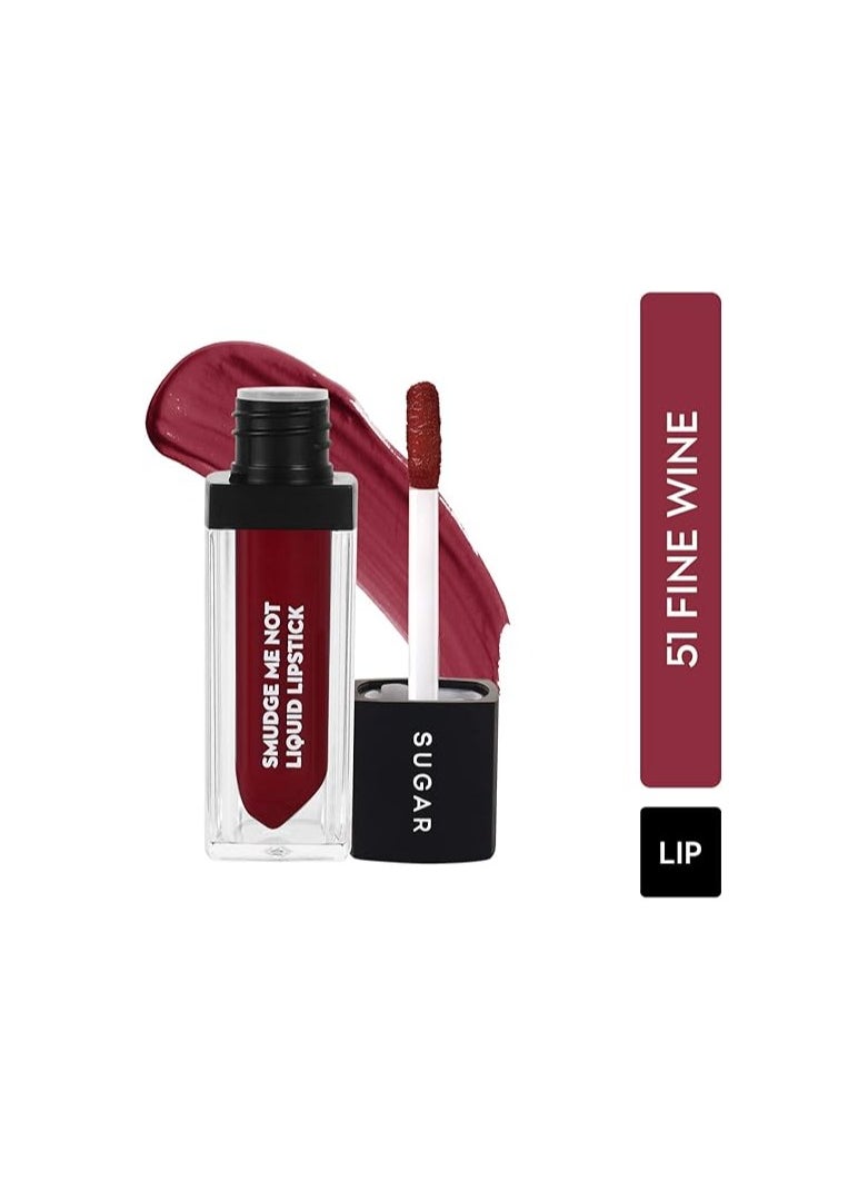 SUGAR Cosmetics Smudge Me Not Liquid Lipstick (51 Fine Wine (Burgundy Red))