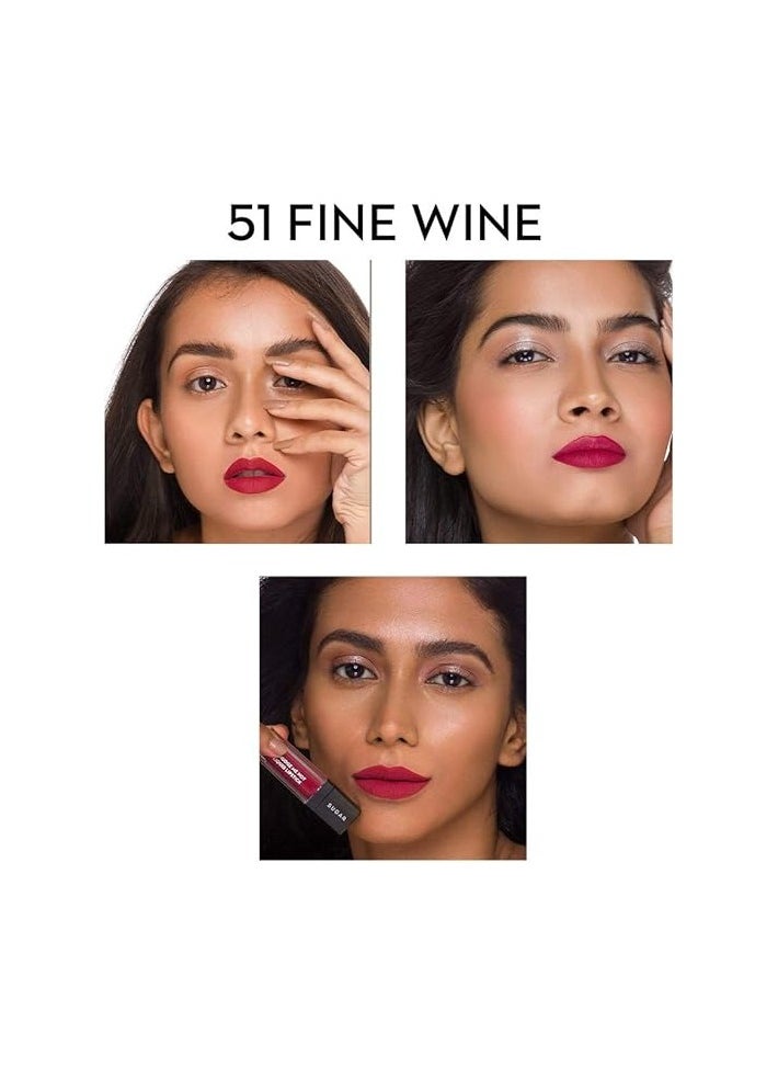 SUGAR Cosmetics Smudge Me Not Liquid Lipstick (51 Fine Wine (Burgundy Red))