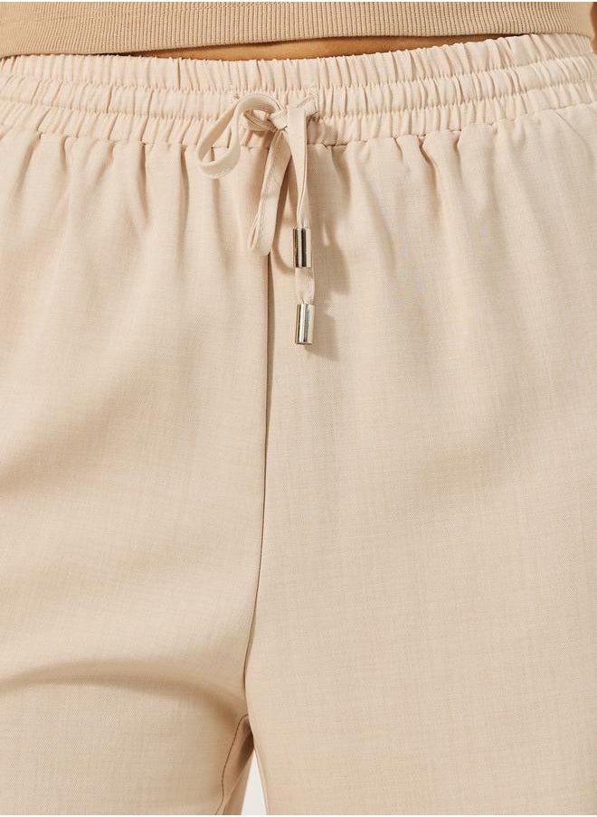 Mid Rise Wide Leg Pants with Drawstring