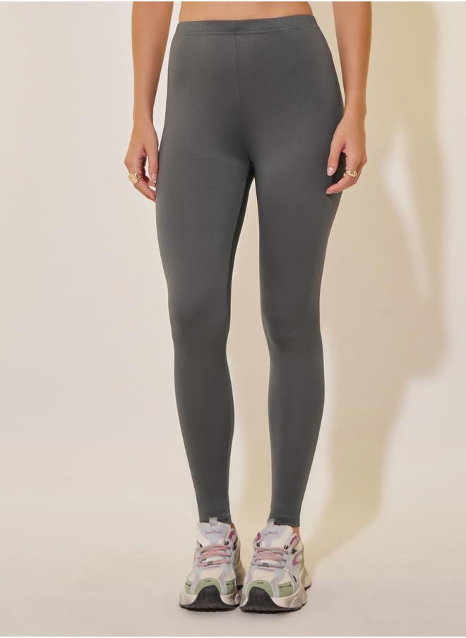Solid Grey Plain Leggings