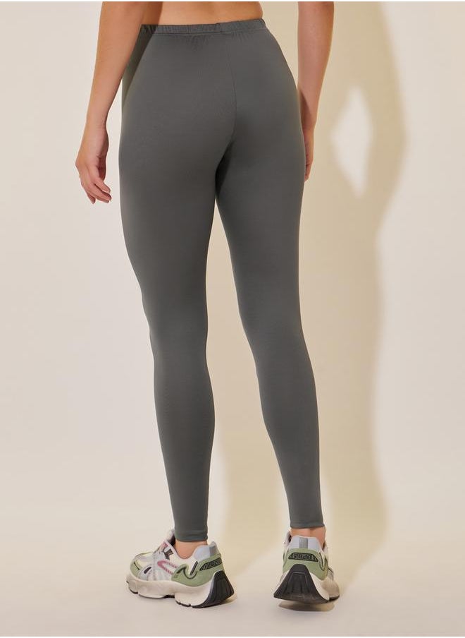 Solid Grey Plain Leggings
