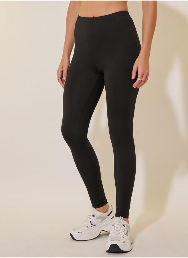 Solid Plain Black Leggings
