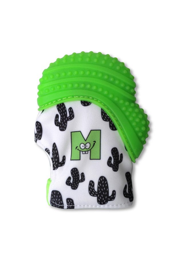 Malarkey Kids Munch Mitt Teething Mitten - The Original Mom-Invented Silicone Teether Mitten with Travel Bag - Ideal Teething Toys - Green Cactus