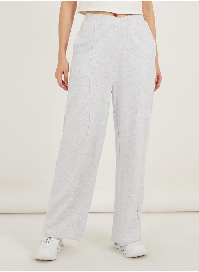 Cross Over Waistband Joggers with Pintuck Detail
