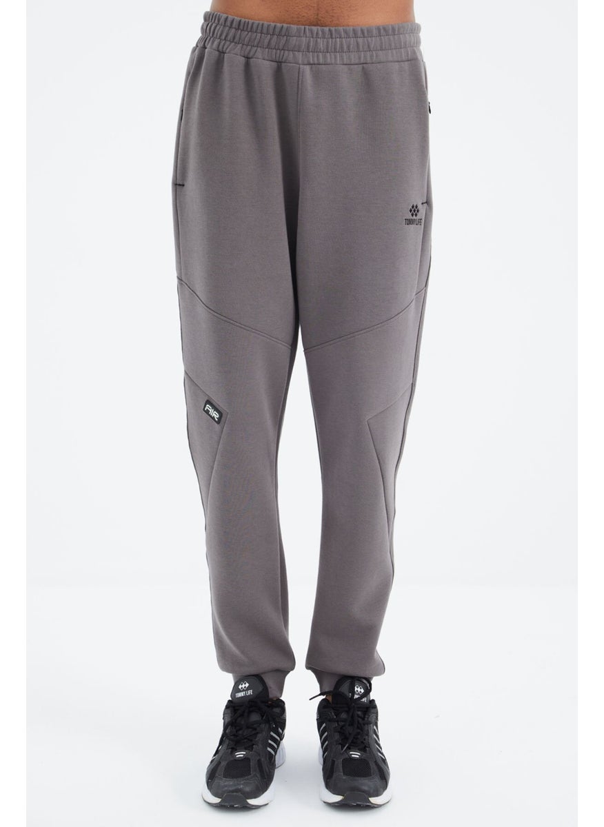Dark Gray Laced Stripe Detailed Relaxed Fit Men's Tracksuit Bottom - 82100