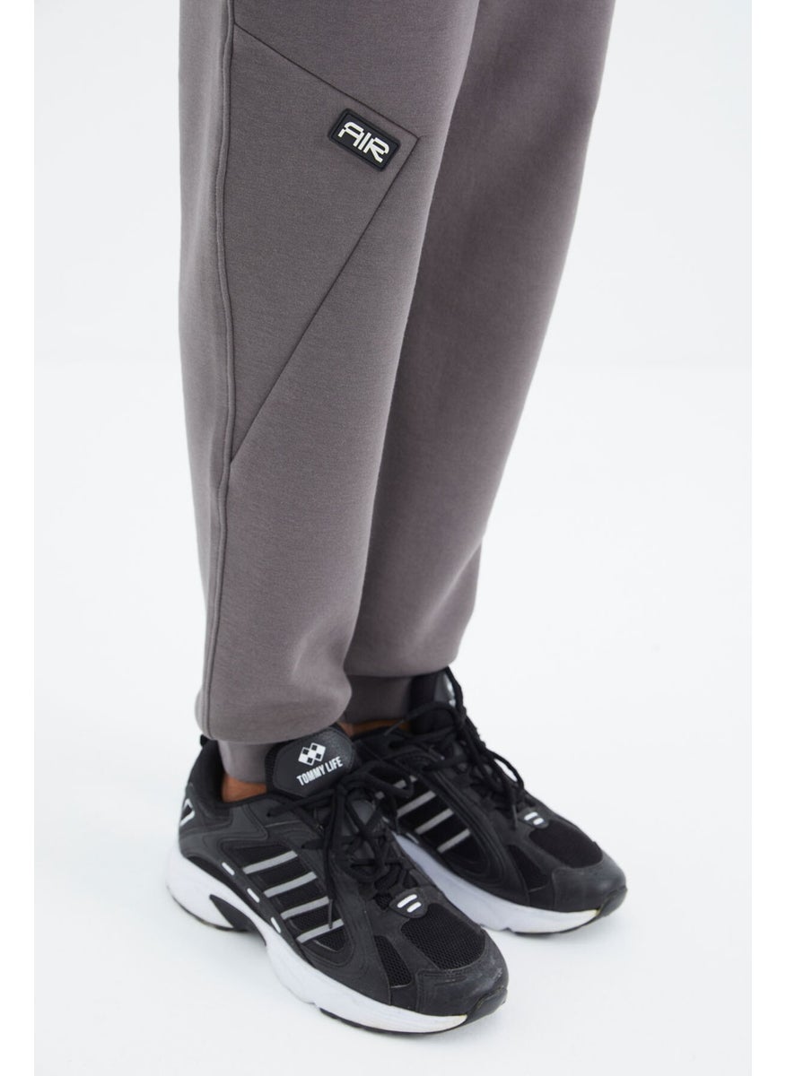 Dark Gray Laced Stripe Detailed Relaxed Fit Men's Tracksuit Bottom - 82100