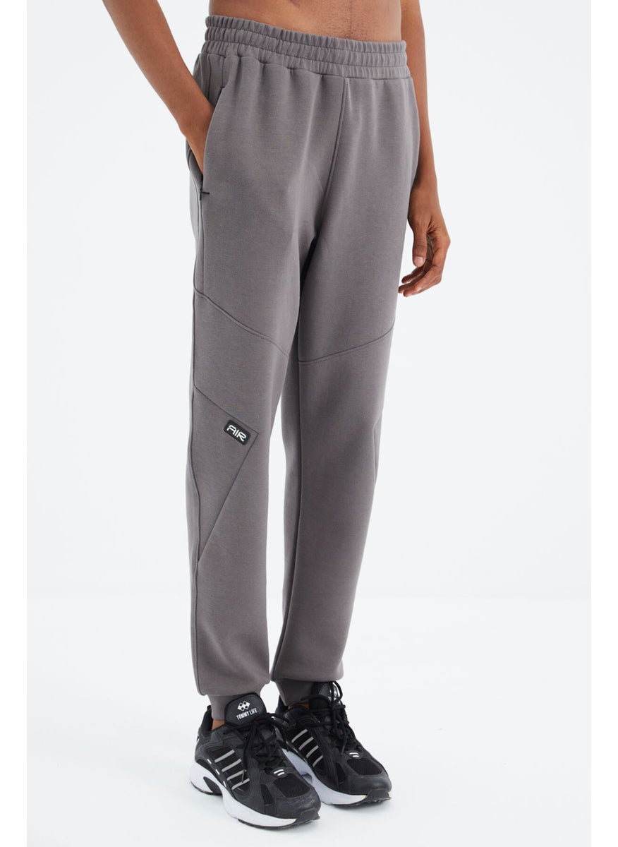 Dark Gray Laced Stripe Detailed Relaxed Fit Men's Tracksuit Bottom - 82100
