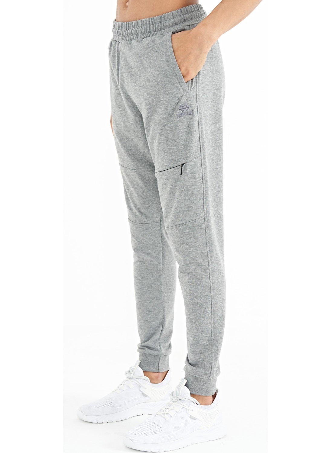 Melange Hidden Knee Pocket Detailed Standard Pattern Men's Jogger Tracksuit Bottom - 84958