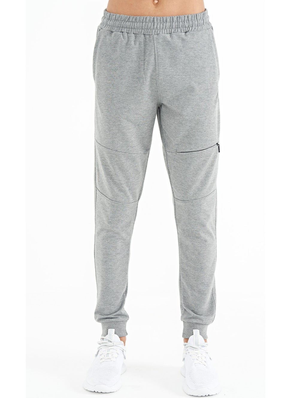Melange Hidden Knee Pocket Detailed Standard Pattern Men's Jogger Tracksuit Bottom - 84958