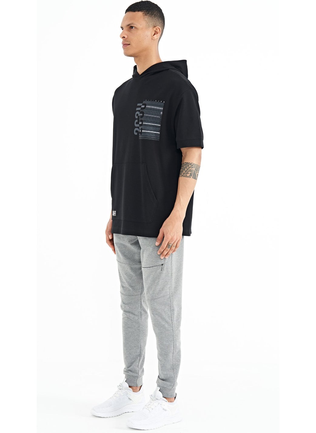 Melange Hidden Knee Pocket Detailed Standard Pattern Men's Jogger Tracksuit Bottom - 84958